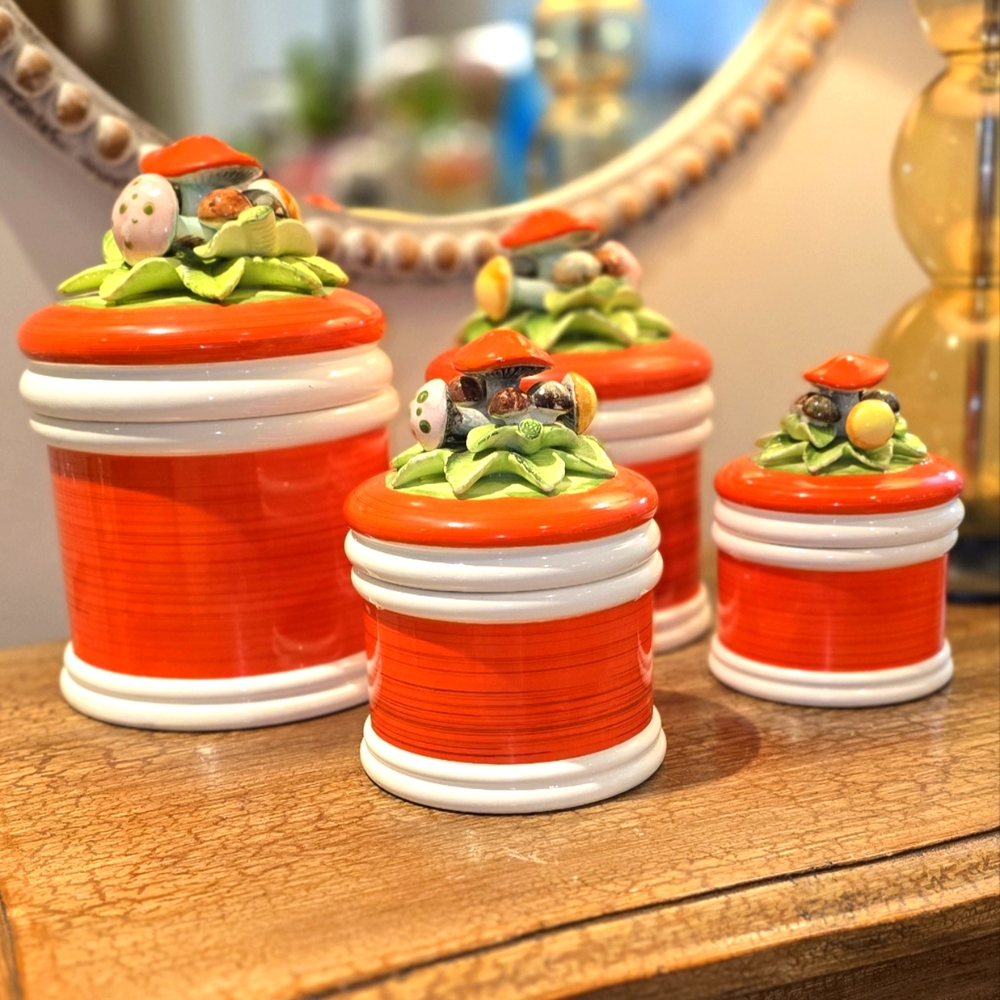 Vintage 70's Mushroom Canister Set